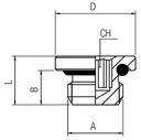 BOUCHON MALE 1/4'' GAZ 6 PANS CREUX PMAX 100BAR